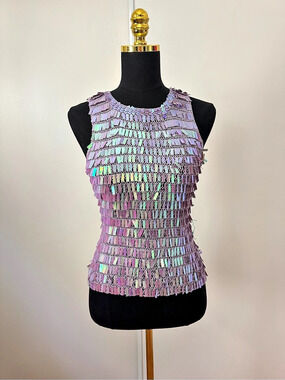 Iridescent Sequin Tank Top Purple & Green